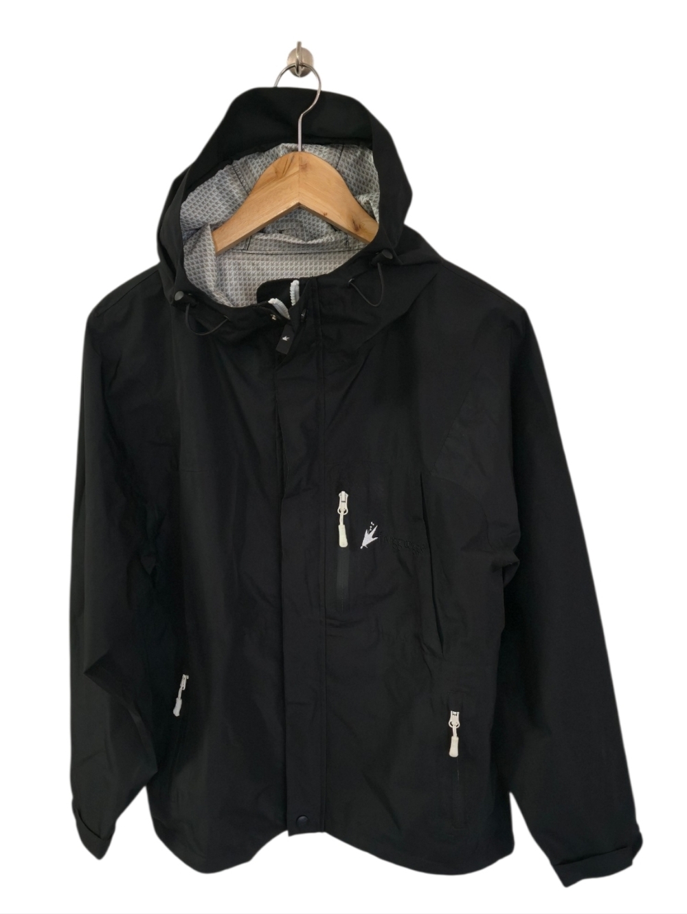 Frog Toggs Hooded Jacket Full Zip Rain Coat Parka Lined Black Size Medium
